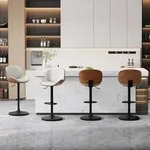 Barhocker 4er Set, Barstuhl H&ouml;henverstellbar aus Kunstleder & Massivholz,