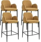 Barhocker 4er Set, Moderne Barstuhl mit Metallf&uuml;&szlig;en Dickes Sitzpolster aus