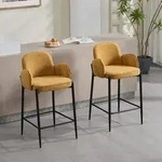 Barhocker 2er Set, Moderne Barstuhl mit Metallf&uuml;&szlig;en Dickes Sitzpolster aus