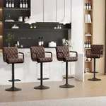 Barhocker 4er Set h&ouml;henverstellbar 360&deg; drehbar mit Armlehnen R&uuml;ckenlehne