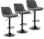 Barhocker 3er Set drehbar h&ouml;henverstellbar Dunkelgrau in Lederoptik