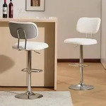 Barhocker 2er Set, Barstuhl H&ouml;henverstellbar aus Boucl&eacute;-Stoff, 360&deg;Drehstuhl