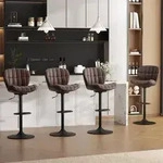 Barhocker 4er Set h&ouml;henverstellbar 360&deg; drehbar braun in Lederoptik