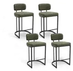 Barhocker 4er Set, Moderne Barstuhl mit Metallf&uuml;&szlig;en Dickes Sitzpolster aus PU
