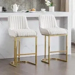 Ya-Home Barhocker 2er Set Barstuhl aus Samt tresenhocker mit goldenem metallbein