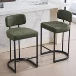 Barhocker 2er Set, Moderne Barstuhl mit Metallf&uuml;&szlig;en Dickes Sitzpolster aus PU