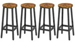 YMYNY 4er Set Barhocker Holzoptik Metallrahmen Industriestil 70cm