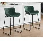 Barhocker 2er Set, Moderne Barstuhl mit Steppdesign R&uuml;ckenlehne aus PU...