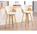 Barhocker 2er Set, Barst&uuml;hle mit Holzbeinen Gepolsterte K&uuml;chenhocker mit