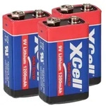 3x XCell Lithium 9V Block Hochleistungs- Batterien f&uuml;r Rauchmelder /...