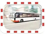 Verkehrsspiegel H400xB600mm Kunststoff,rot/wei&szlig; 15m