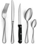Besteckset 30teilig Edelstahl 6 Personen Steakmesser Breiter Griff 30