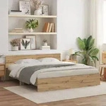 vidaXL Bettgestell mit Kopflehne in Artisan Eiche &ndash; 180 x 200 cm, aus