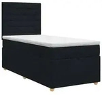 vidaXL Boxspringbett mit Matratze Schwarz 100 x 200 cm Stoff