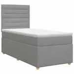 vidaXL Boxspringbett mit Matratze Hellgrau 90 x 190 cm Stoff