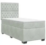vidaXL Boxspringbett mit Matratze mit Kopfteil Hellgrau Einzeln Samt