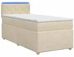 vidaXL Boxspringbett mit Matratze mit Kopfteil Creme 90 x 200 cm Stoff