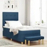 vidaXL Boxspringbett mit Matratze & Bank Blau 90x190 cm Stoff