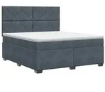 vidaXL Boxspringbett mit Matratze Dunkelgrau 140 x 190 cm Samt