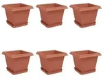vidaXL Blument&ouml;pfe 6 pcs Ziegelrot 20 x 20 x 16 cm Kunststoff