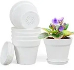 Blumentopf 6er Set Untersetzer Ablaufl&ouml;cher Hydrokultur Wei&szlig; 7IN
