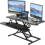H&ouml;henverstellbarer Schreibtischaufsatz Steh-Sitz 101x40CM, Schwarz