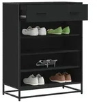 vidaXL Schuhschrank Schwarz 75x38x97,5 cm Holzwerkstoff Metall
