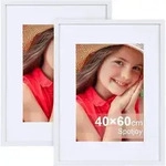 Bilderrahmen Holzrahmen Fotorahmen Passepartout MDF 40x60cm 2x Wei&szlig;
