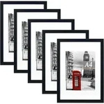 Bilderrahmen A4 Passepartout 5er Set Schwarz Wandmontage A4-5P Schwarz