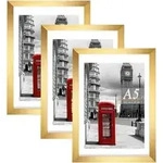 Bilderrahmen Fotorahmen A5 3er Set Wandmontage A5-3P Glod