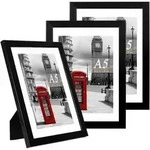 Bilderrahmen Schwarz A5 3er freistehend Wandmontage A5-3P Schwarz