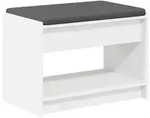 vidaXL Flurbank mit Kissen mit Regal mit Speicher Wei&szlig; 63 x 38 x 45 cm