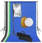 vidaXL Fotostudio-Set mit Softbox-Lampen, Hintergrund und Reflektor