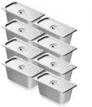 VEVOR 8er-Pack Hotelpfannen, 1/3 Anti-Stau-Dampfpfanne mit Deckel, 0,8 mm dicke