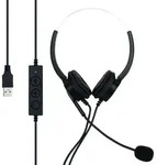 Cadorabo USB Headset in SCHWARZ - Kopfh&ouml;rer f&uuml;r Laptop Computer PC mit