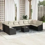 vidaXL 10-tlg. Garten-Essgruppe mit Kissen Braun Poly Rattan