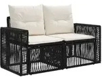 vidaXL Garten-Sofa 2-Sitzanzahl Schwarz Poly-Rattan
