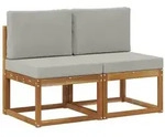 vidaXL 2 St&uuml;ck Outdoor Mittelsofa Massivholz Akazie Natur