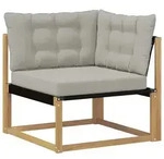 vidaXL Outdoor Ecksofa Massives Akazienholz und Textilene Wei&szlig;
