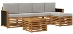 vidaXL Outdoor-Sofagarnitur mit Kissen 6 pcs Nat&uuml;rlich und Hellgrau