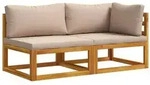 vidaXL Ecksofa mit Kissen 100 % Polyester Solid-Acacia Natur