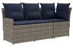 vidaXL Gartenarmsessel mit Ecksofa 2 St&uuml;ck Grau und Marineblau