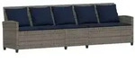 vidaXL Gartensofa 5-Sitzer mit Kissen Grau Poly Rattan