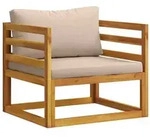 vidaXL Ecksofa mit Kissen 100 % Polyester Solid-Acacia Natur