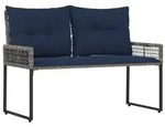 vidaXL Bank Outdoor mit Kissen Grau und Marine 118 x 55 x 82 cm