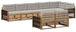 vidaXL Outdoor-Sofagarnitur mit Kissen 8 pcs Nat&uuml;rlich und Hellgrau