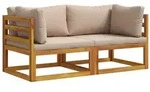 vidaXL 2 stk. Ecksofa mit Kissen 100 % Polyester Solid-Acacia Natur