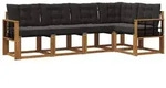 vidaXL Outdoor-Sofagarnitur mit Kissen 5 pcs Nat&uuml;rlich und Schwarz