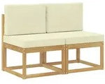 vidaXL 2 St&uuml;ck Outdoor Mittelsofa Massivholz Akazie Wei&szlig;