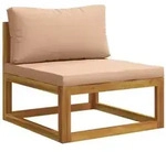 vidaXL Sofa-Mittelteil mit Kissen 100 % Polyester Solid-Acacia Natur